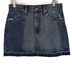 Denim & Supply Ralph Lauren Mini Jean Skirt Sz 27 Released Hem Blue Distressed